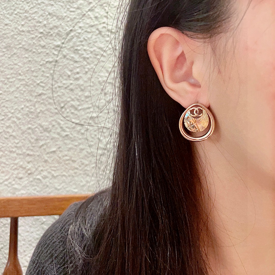 Chanel Double C Stud Earrings