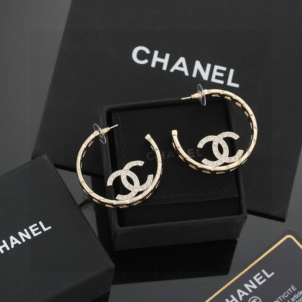Chanel Light Gold Hoop Earrings