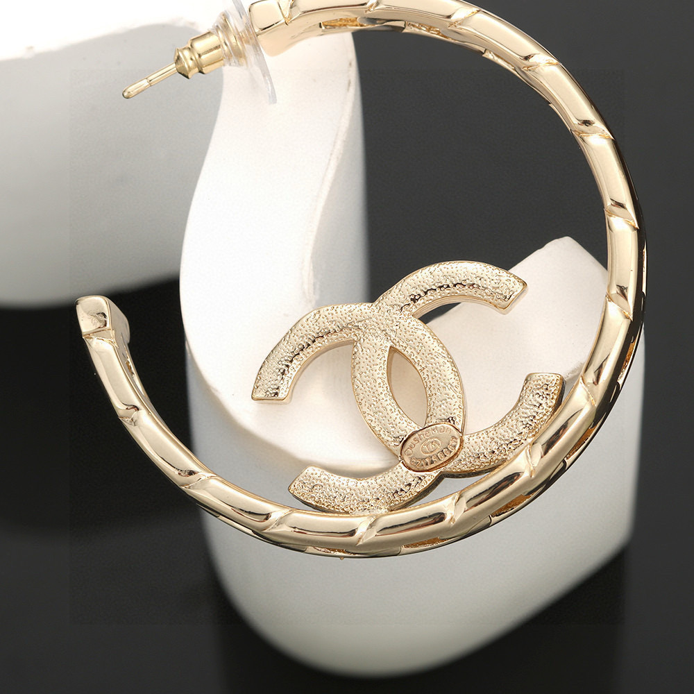 Chanel Light Gold Hoop Earrings