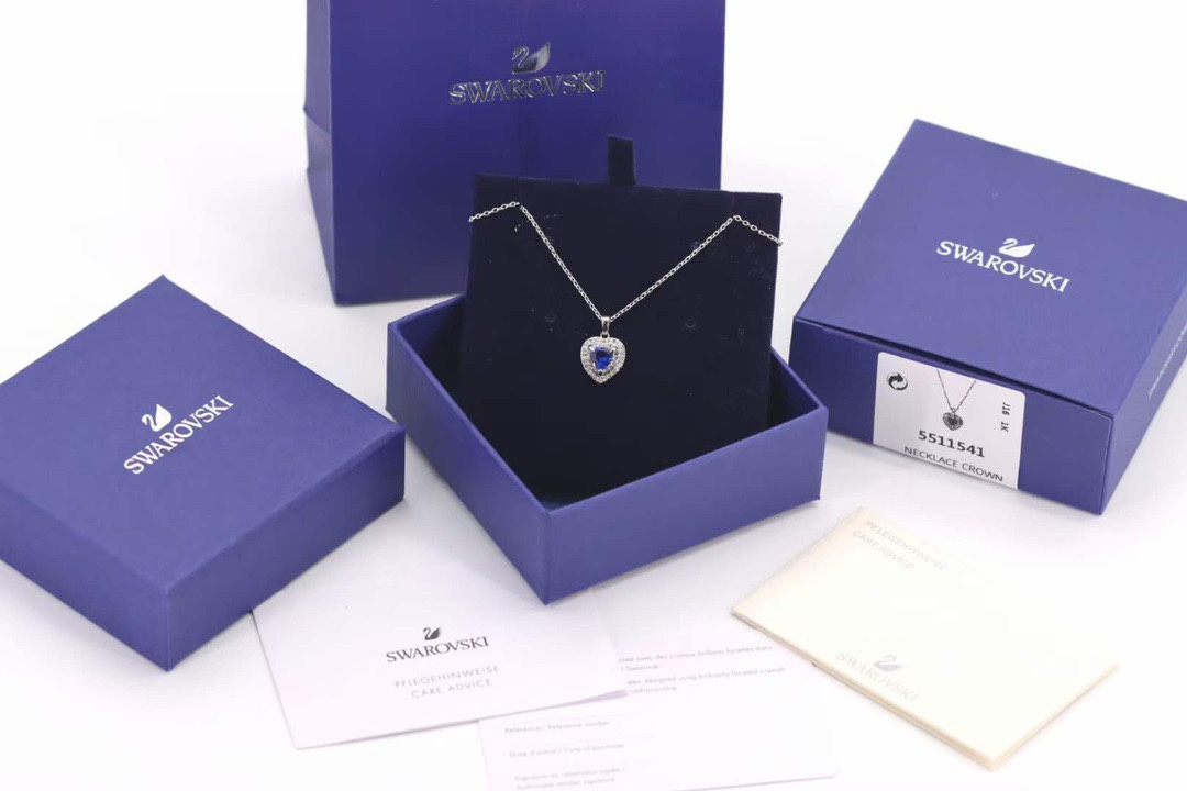 Swarovski Silver Blue Diamond Heart of the Ocean Clavicle Necklace