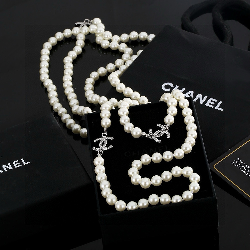 Chanel Double C Pearl Necklace