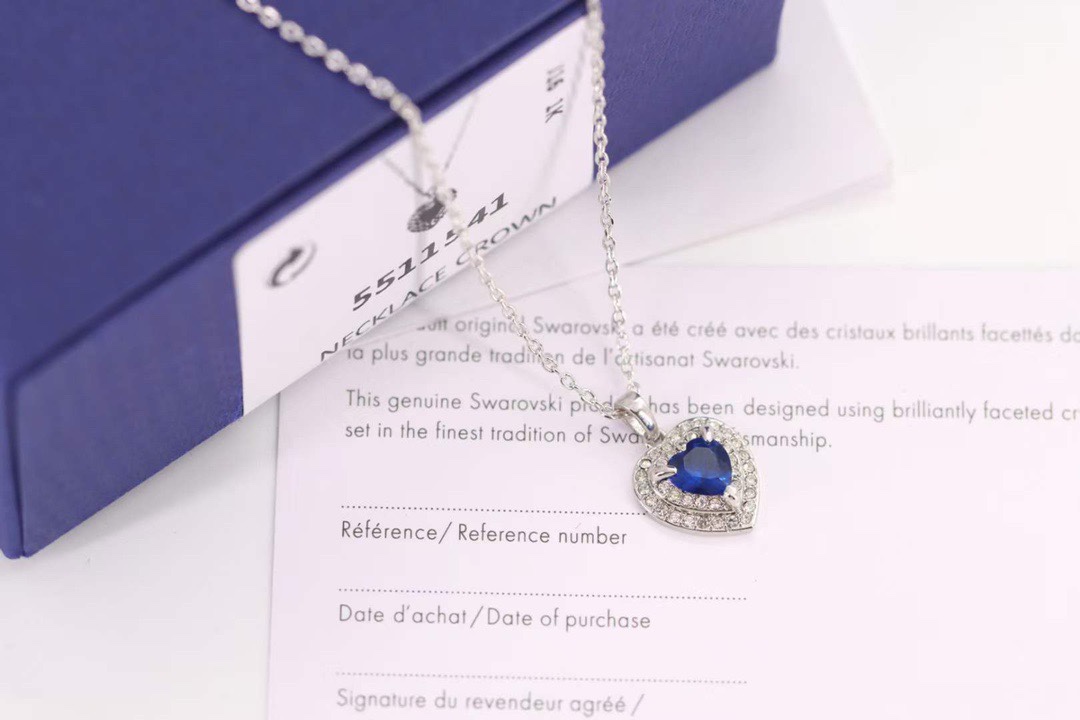 Swarovski Silver Blue Diamond Heart of the Ocean Clavicle Necklace