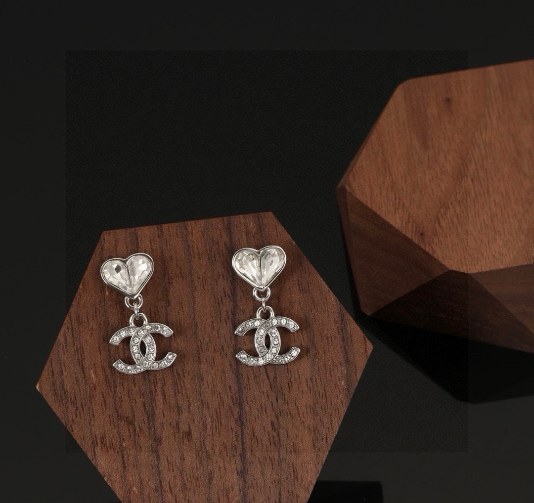 Chanel Heart-shaped Peach Stud Earrings