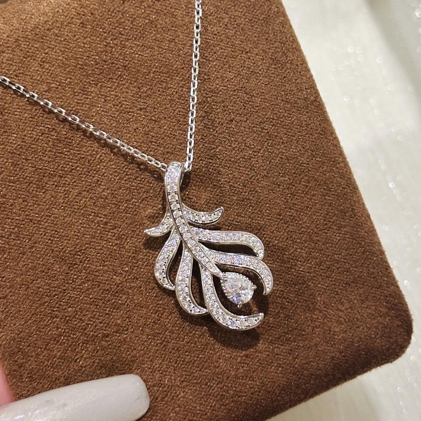 Boucheron Feather Drop Solitaire Necklace