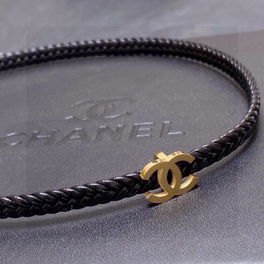 Chanel Double C Leather Collarbone Necklace