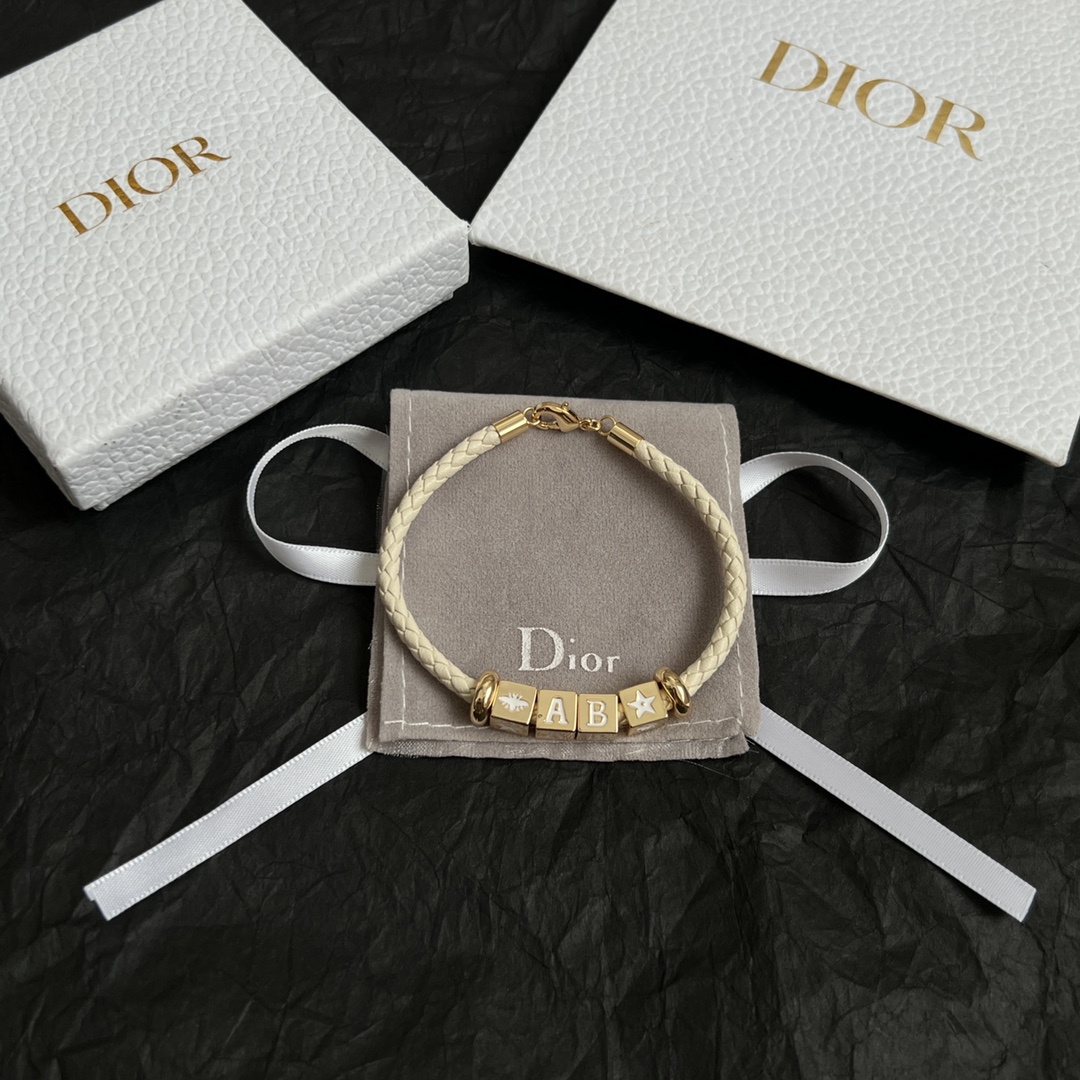 Dior Cowhide Leather Strap Bracelet