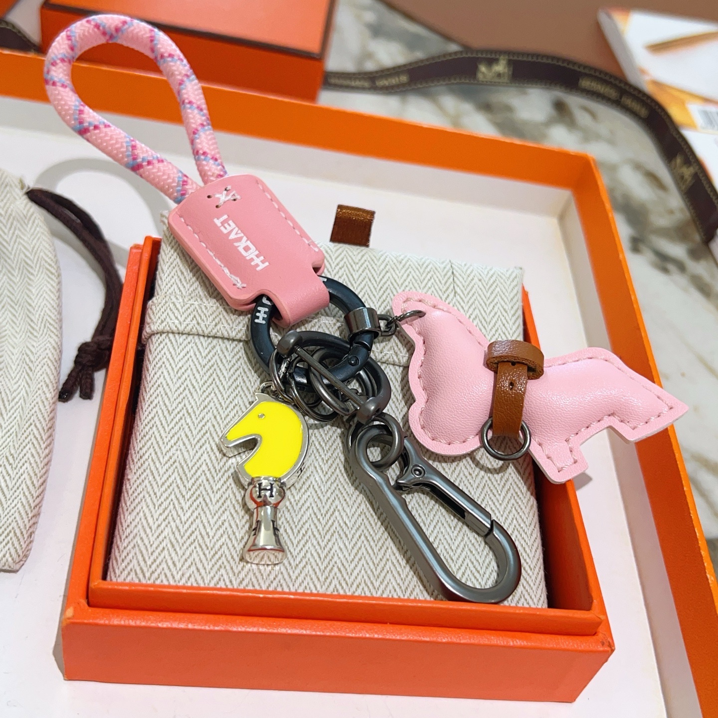 Hermès Keychain Thickened Platinum Edition