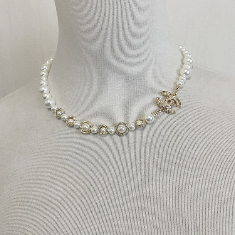 Chanel Diamond and Pearl Letter Necklace