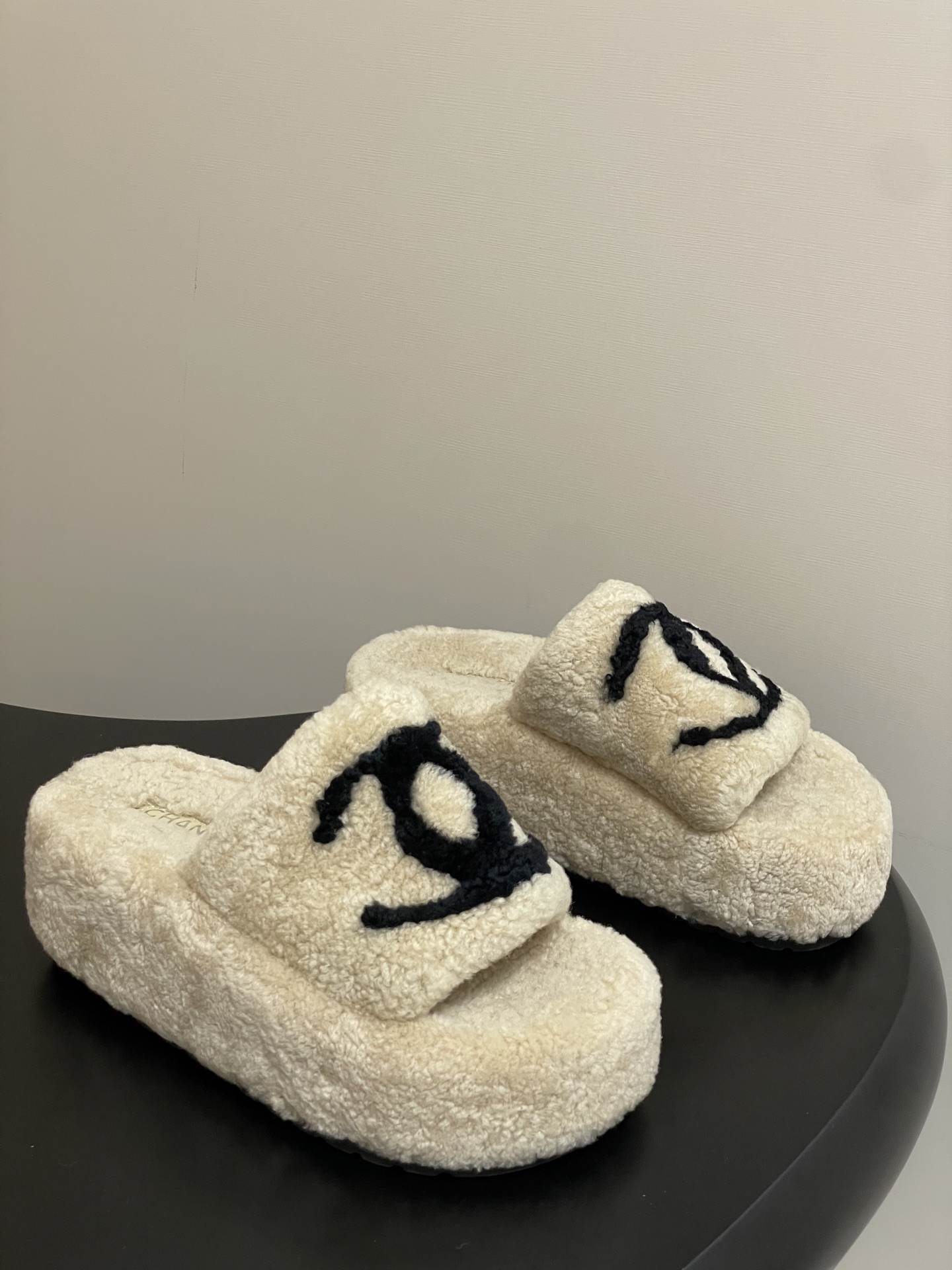 Chanel's new fall/winter classic Double C wool slippers