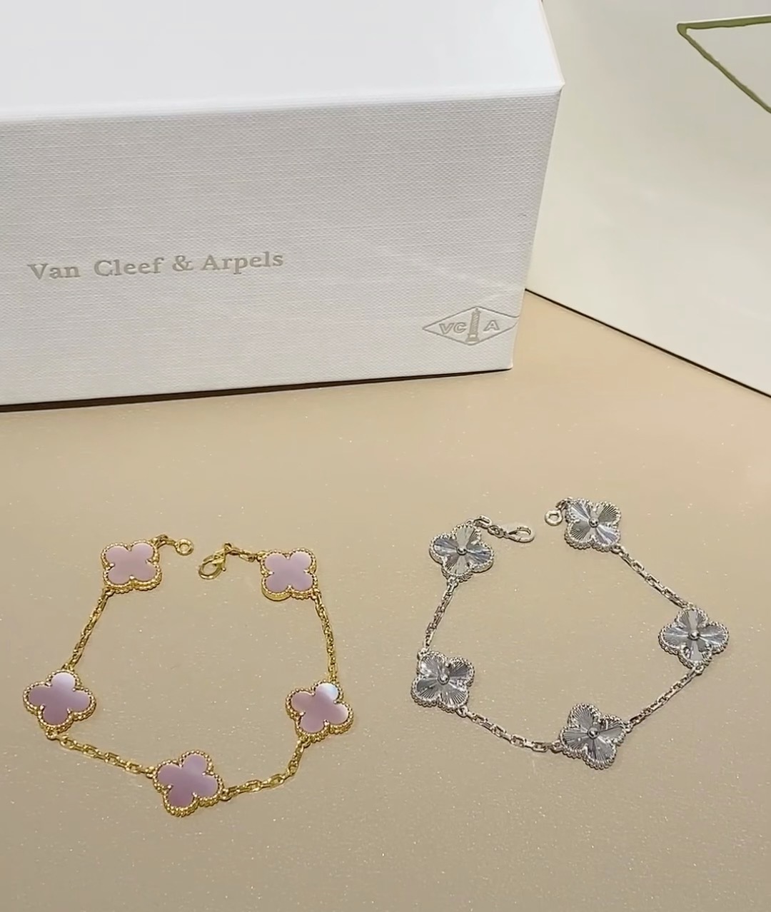 Van Cleef & Arpels five-flowered pink mother-of-pearl bracelet