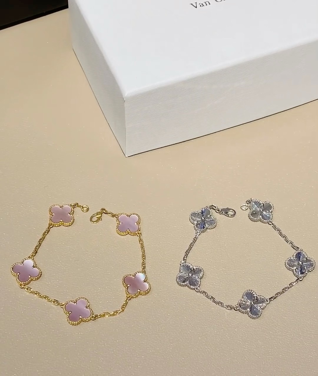 Van Cleef & Arpels five-flowered pink mother-of-pearl bracelet