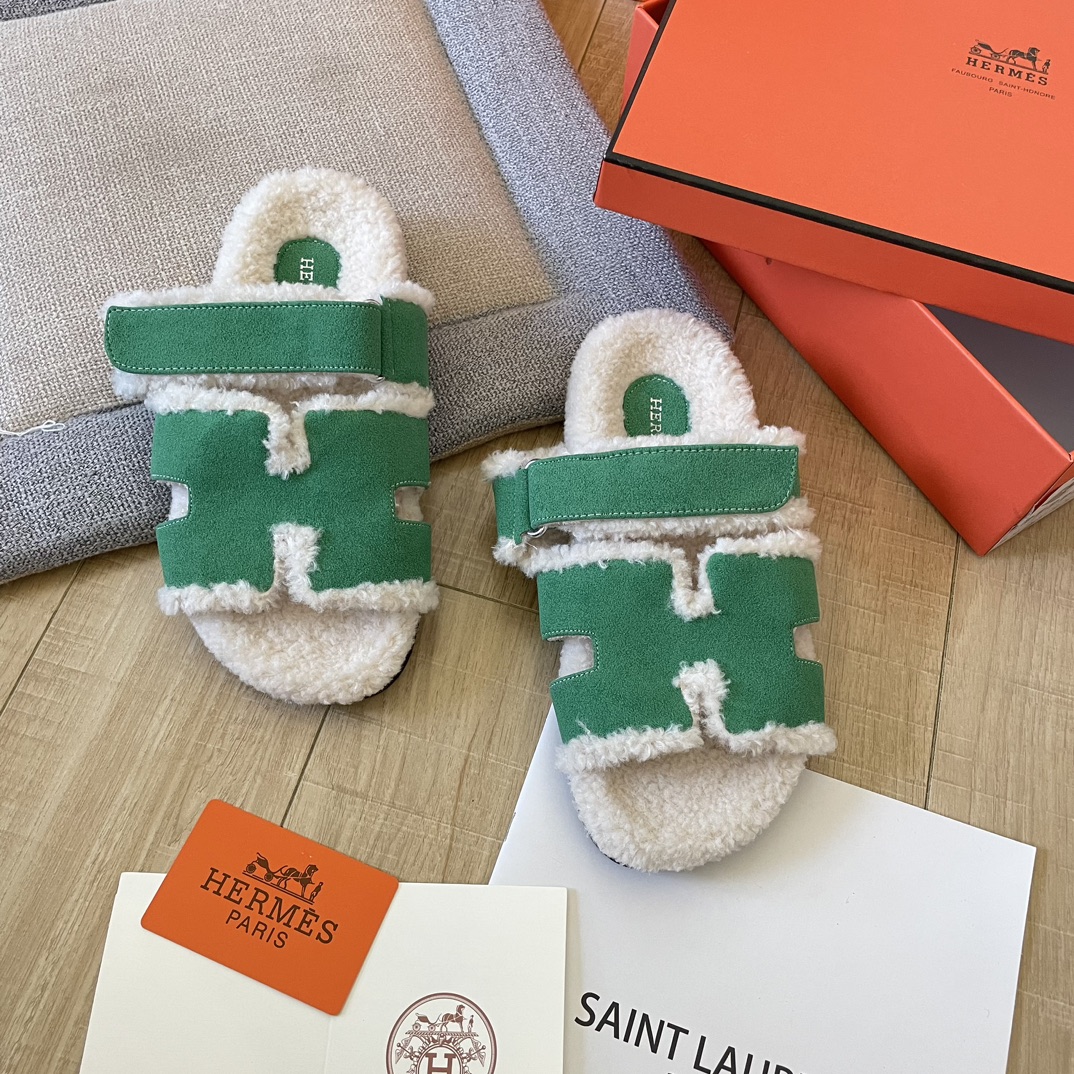 Hermès Fur Slippers