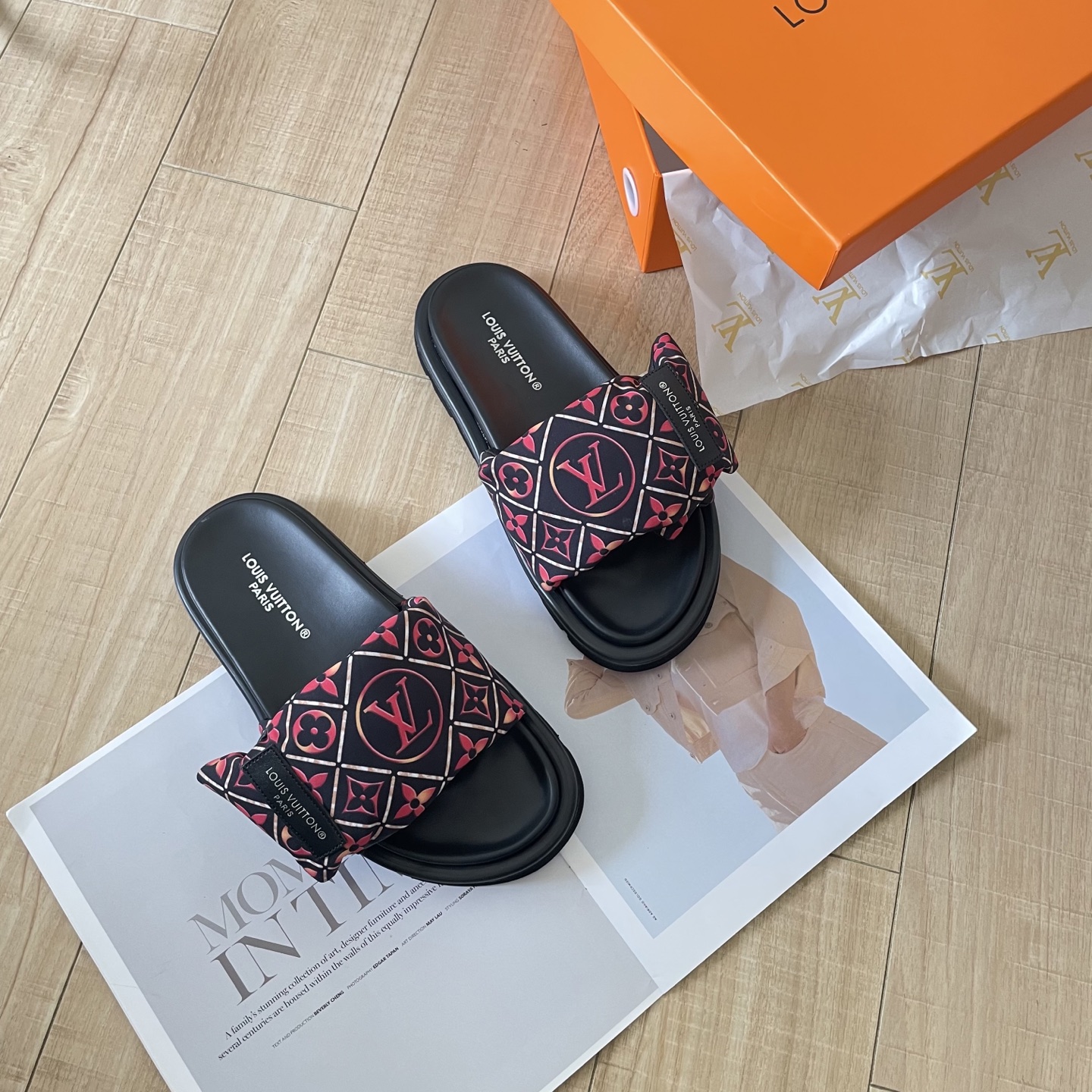 LV printed Velcro slippers