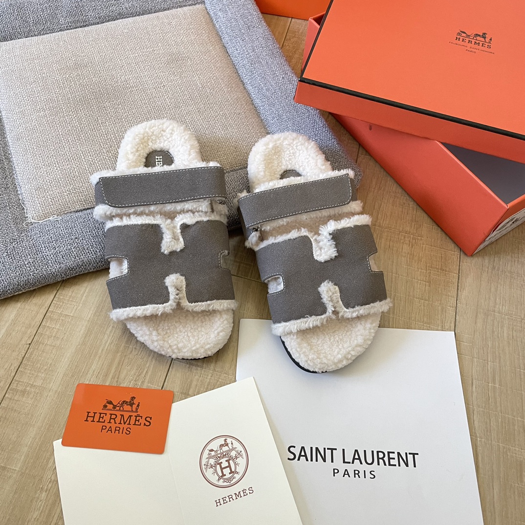 Hermès Fur Slippers