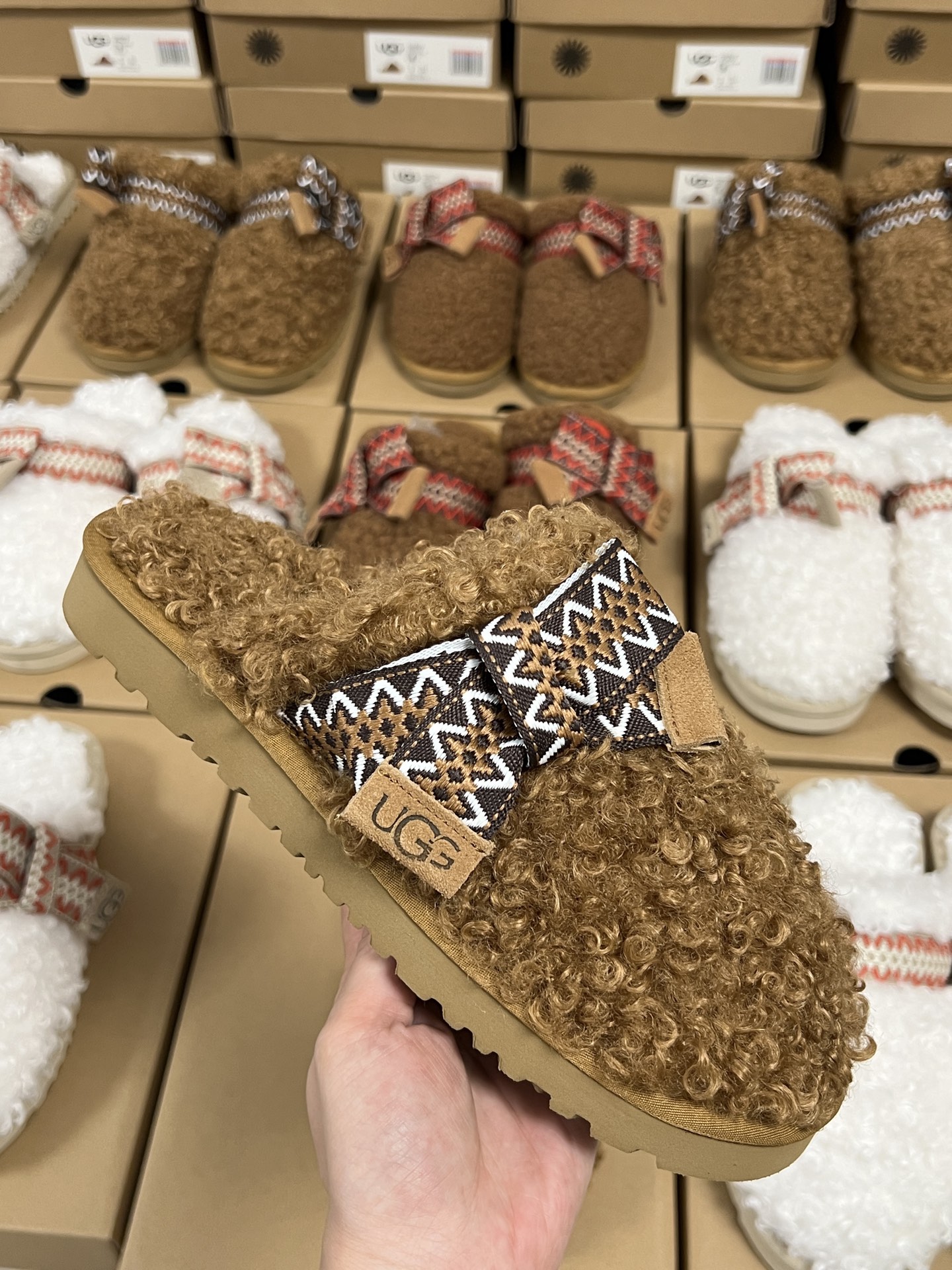 UGG Max Curly Fur Slippers