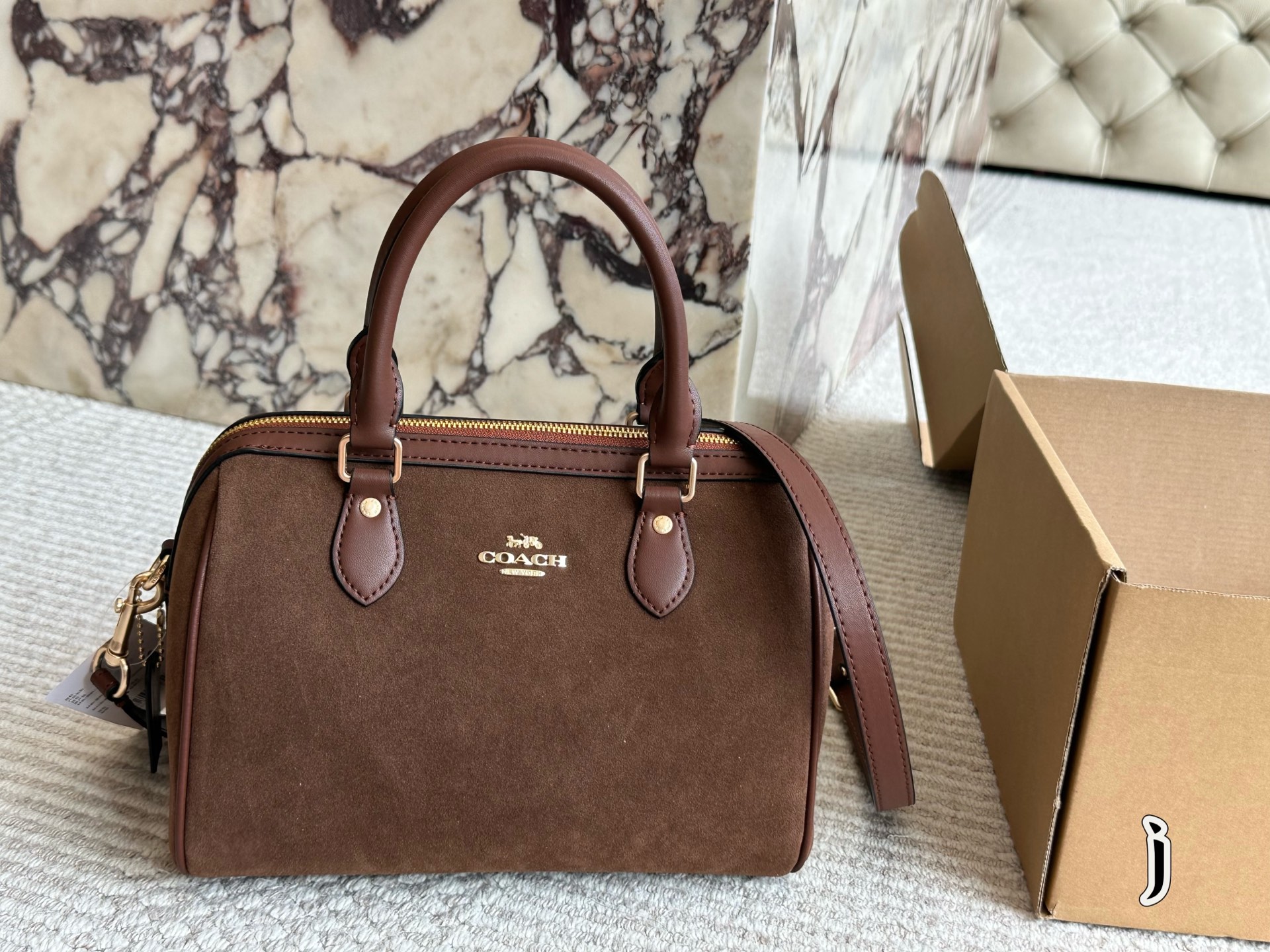 Coach Suede Boston Pillow Bag