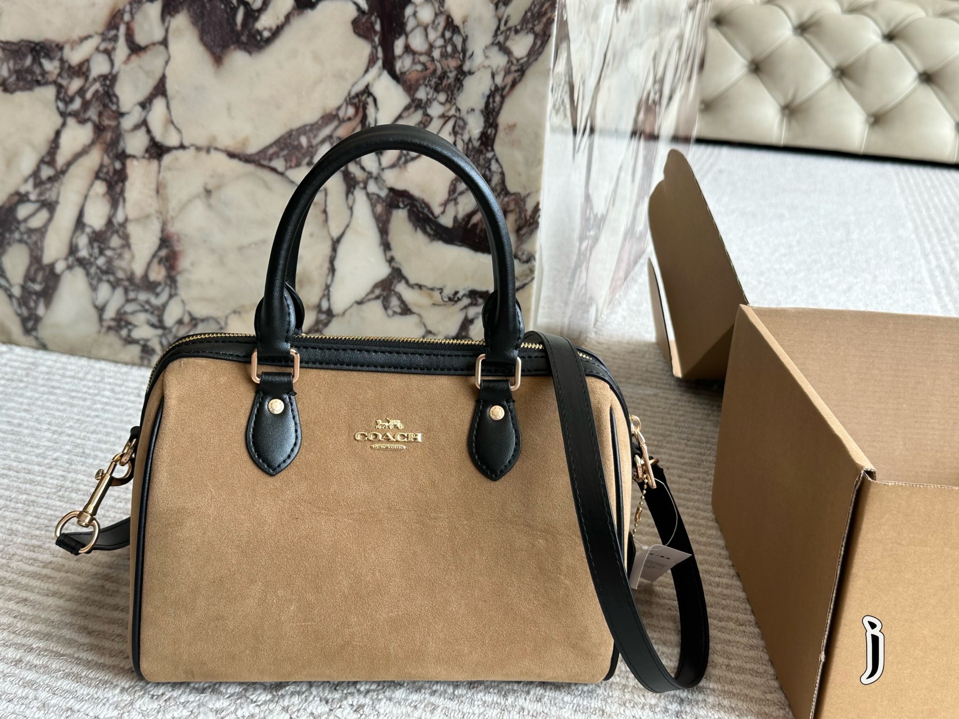 Coach Suede Boston Pillow Bag