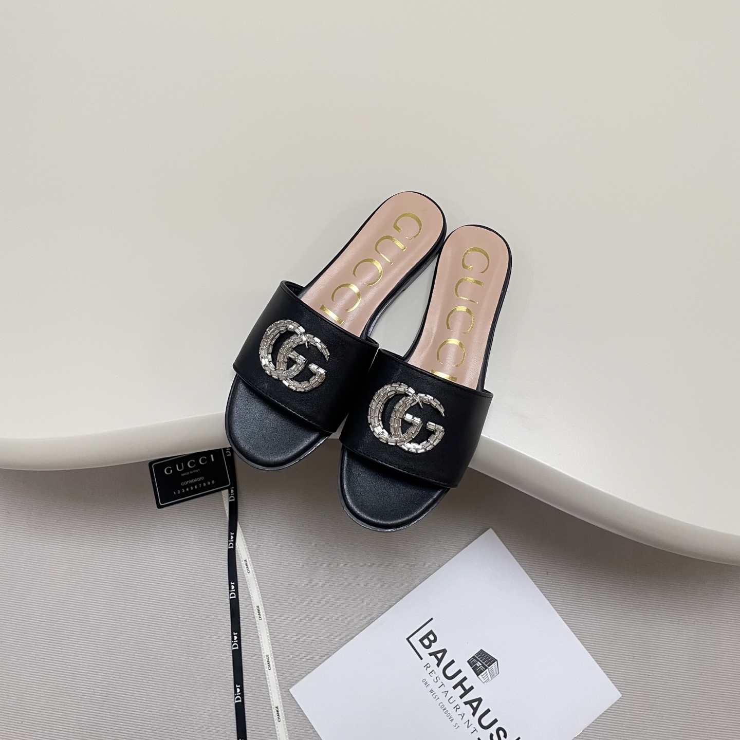 Gucci rhinestone flat slippers