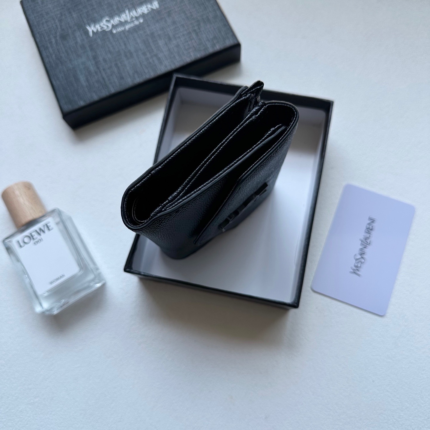 YSL's popular caviar leather small wallet