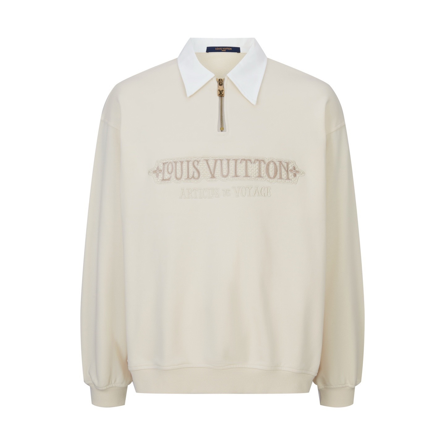 LV checkered embroidered zipper POLO sweatshirt