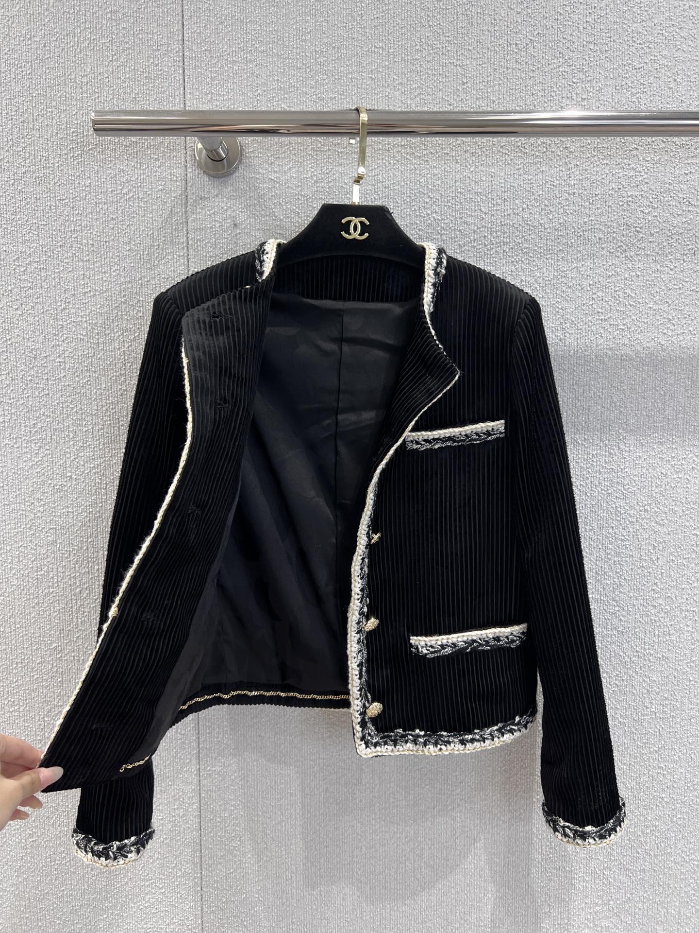 Chanel 25K Haute Couture Collection Vertical Striped Corduroy Jacket