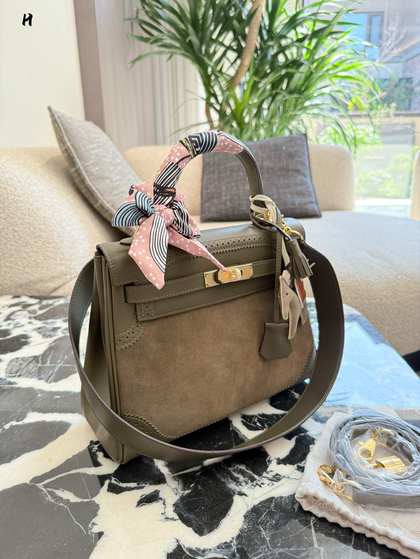 Hermès Kelly Lace Suede Bag