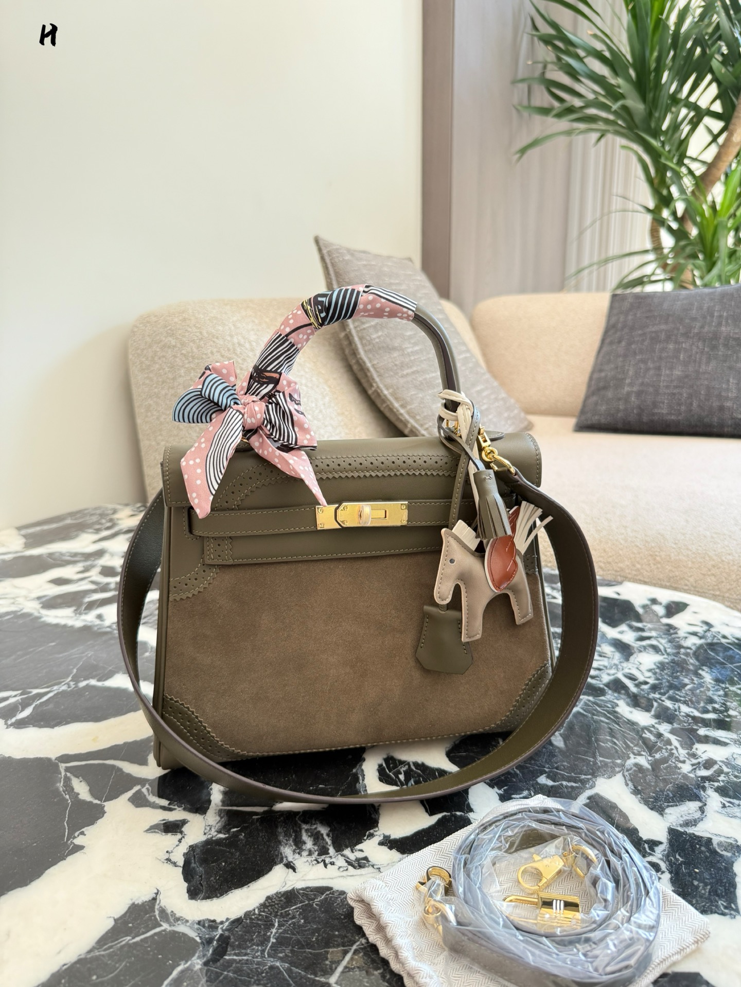 Hermès Kelly Lace Suede Bag