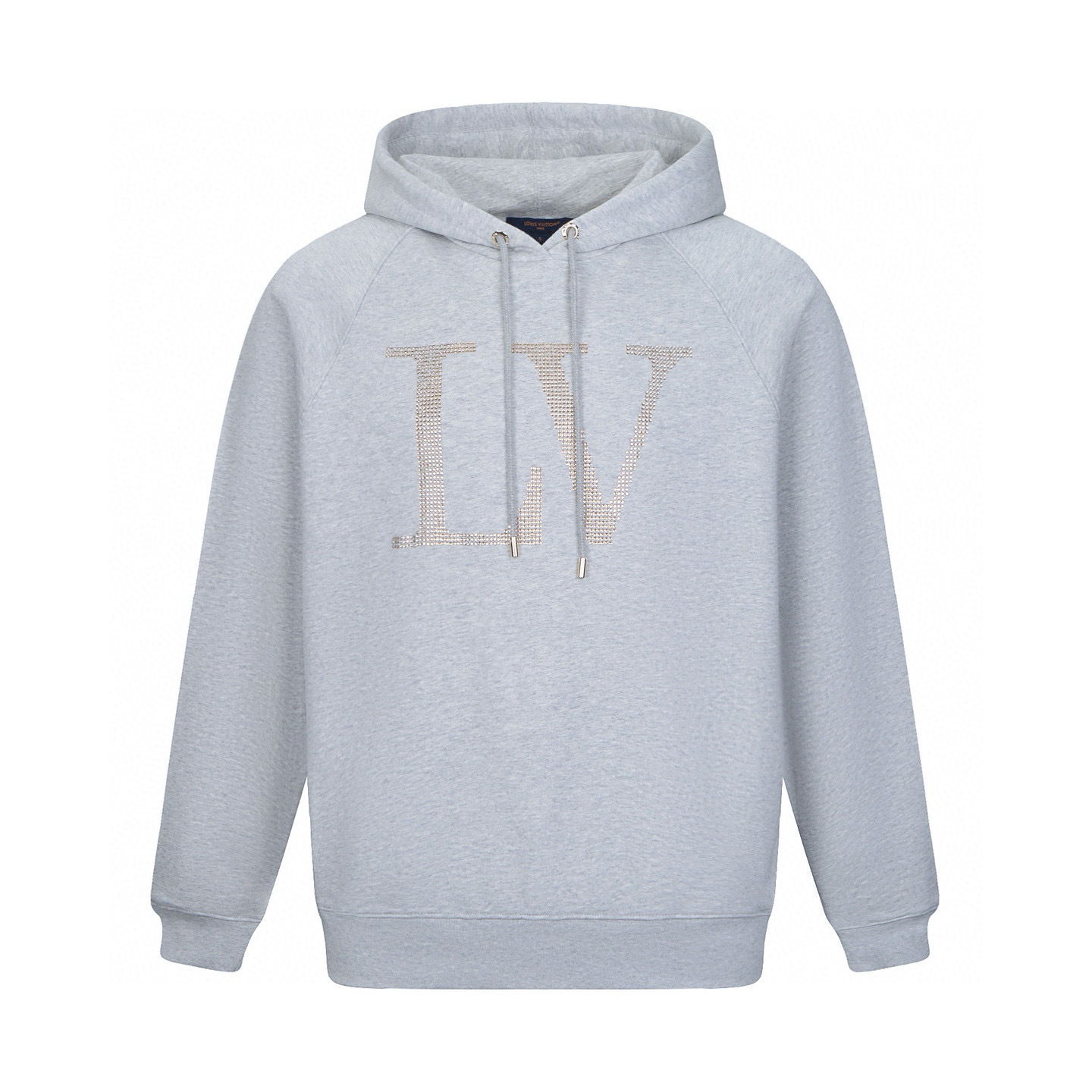 LV rhinestone lettering hooded sweatshirt