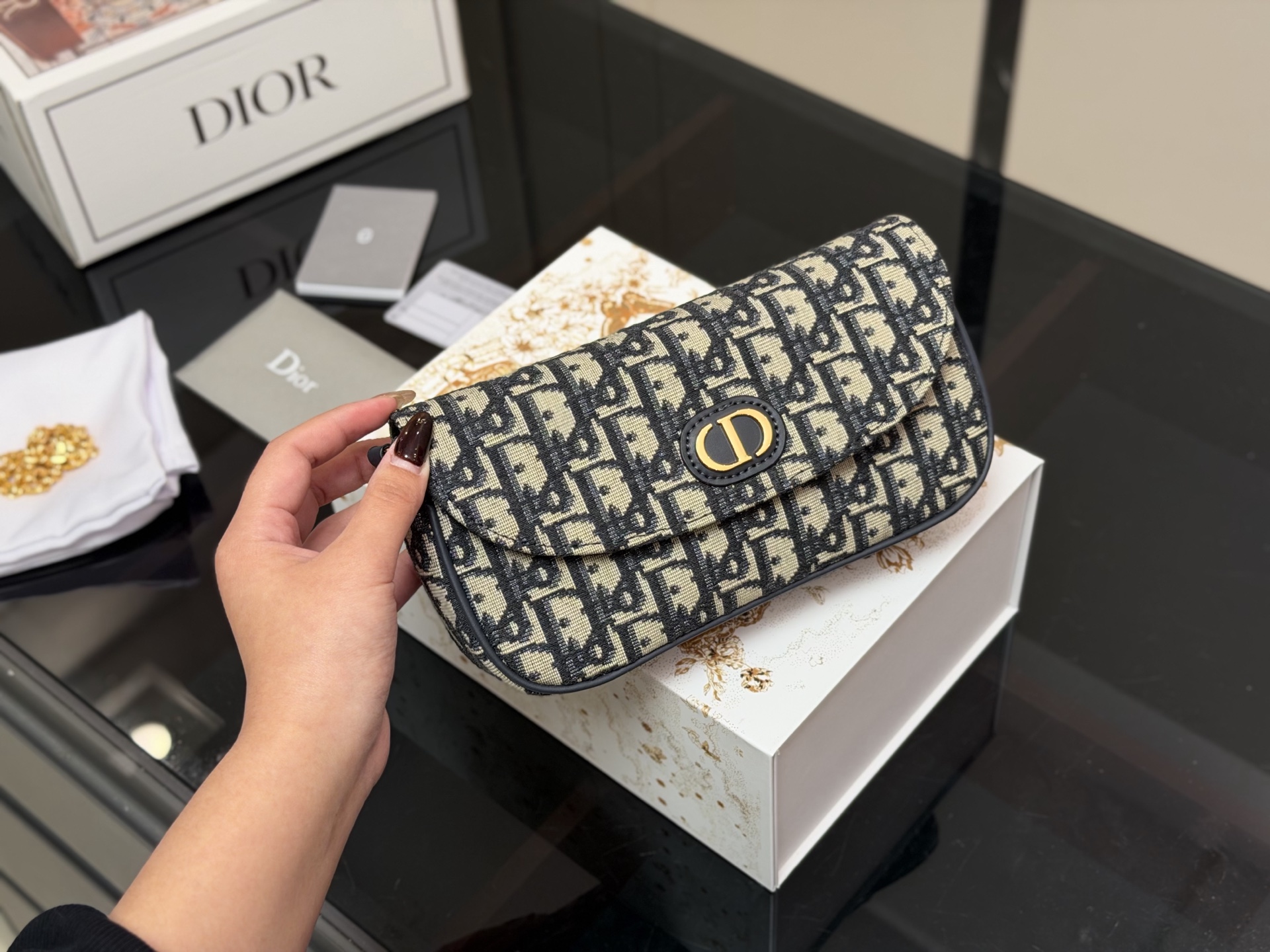 Dior monogram chain bag
