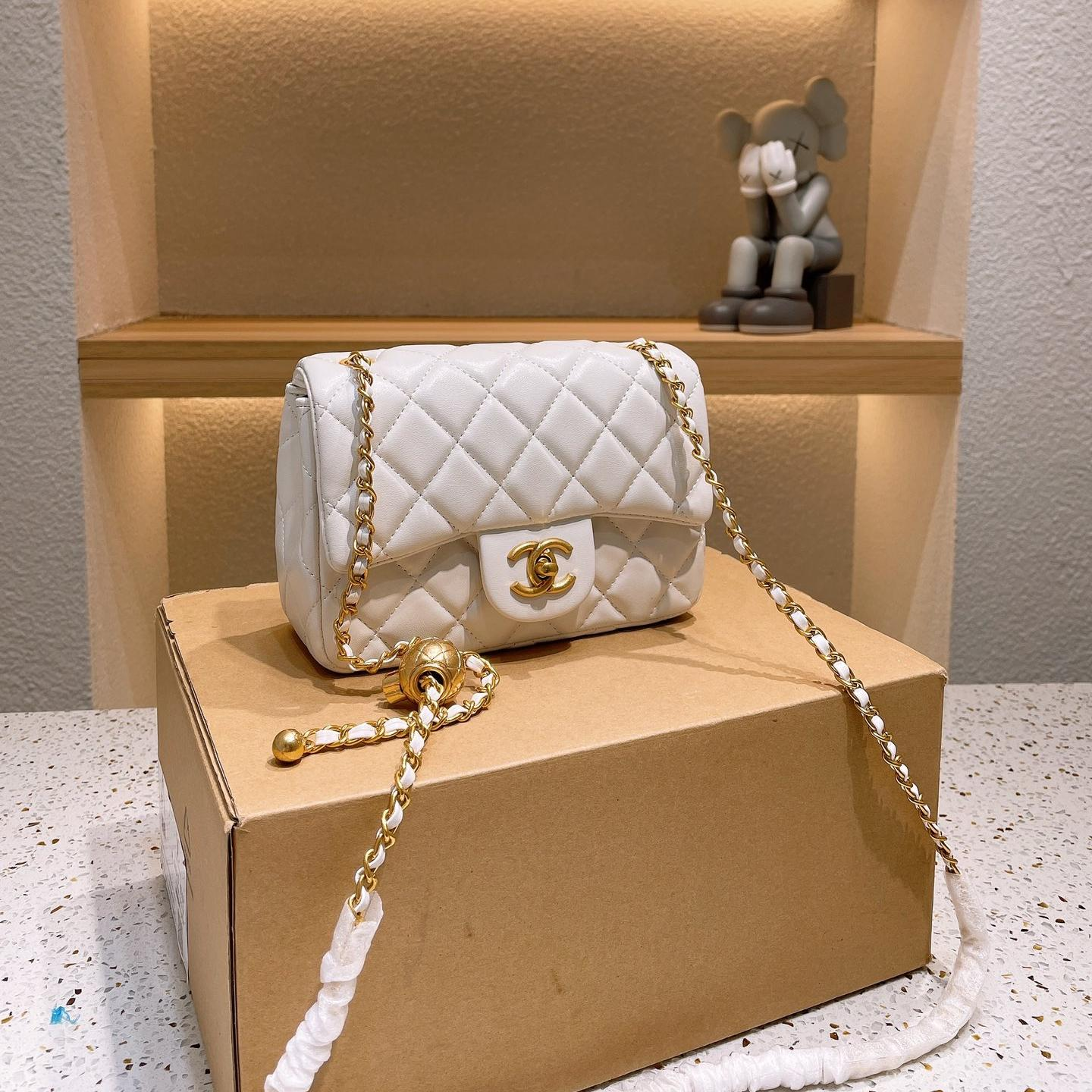 Chanel Classic Small Gold Ball Square Baguette