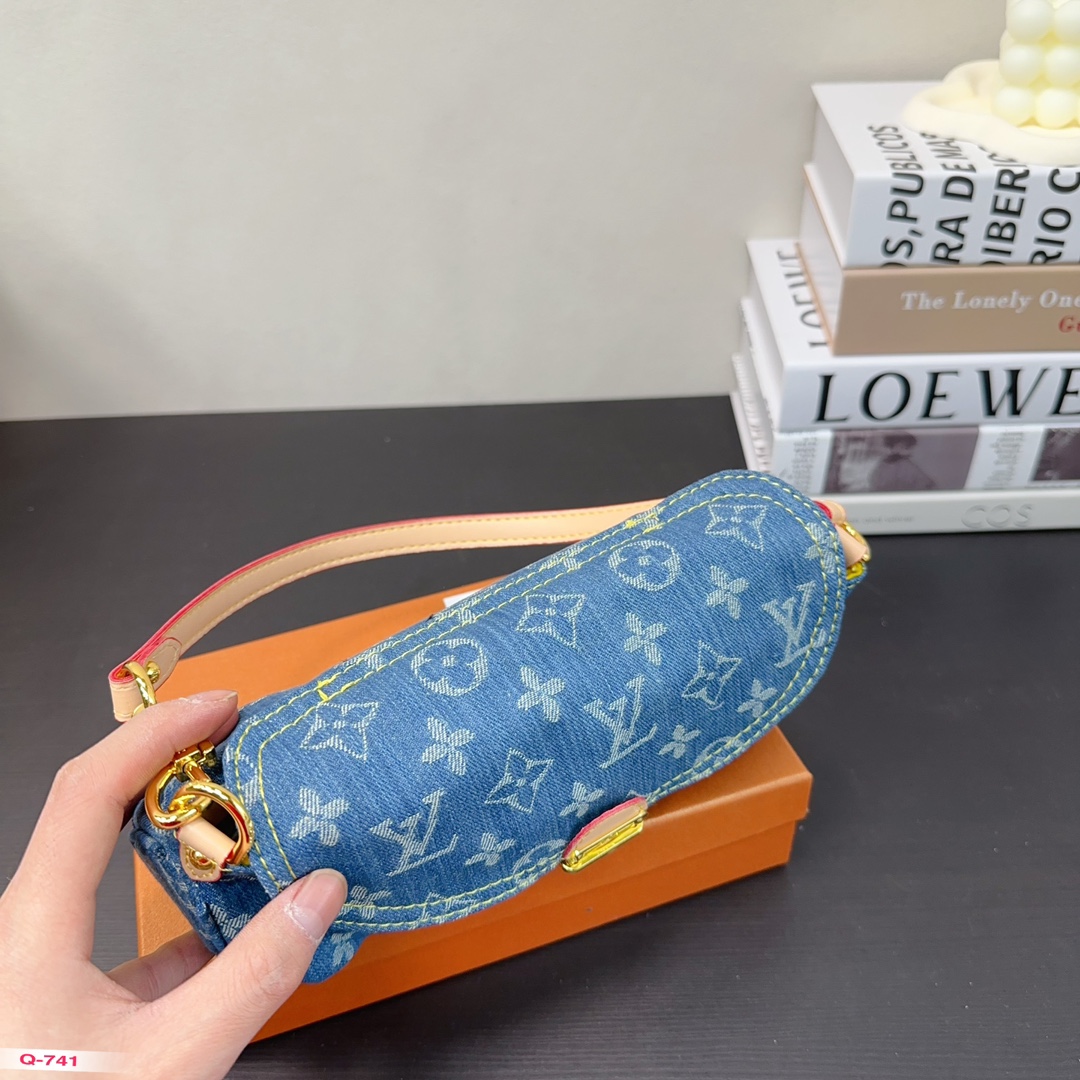 LV denim underarm bag