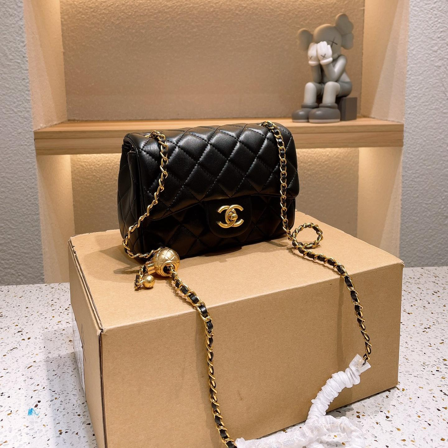 Chanel Classic Small Gold Ball Square Baguette