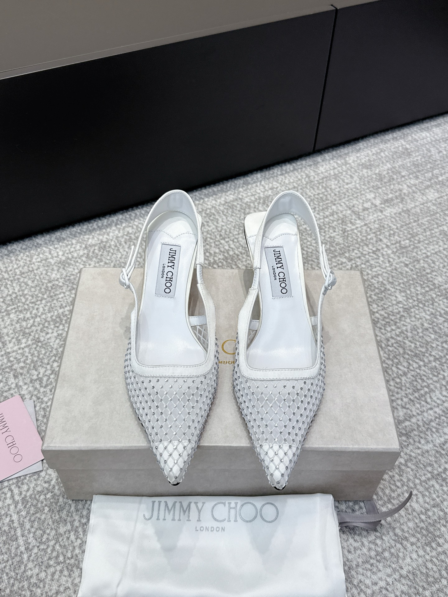 JimmyChoo New Mesh Rhinestone High-Heeled Sandals