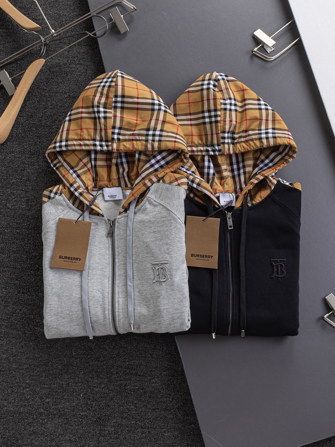 Burberry Check Cotton Hooded Sweatshirt