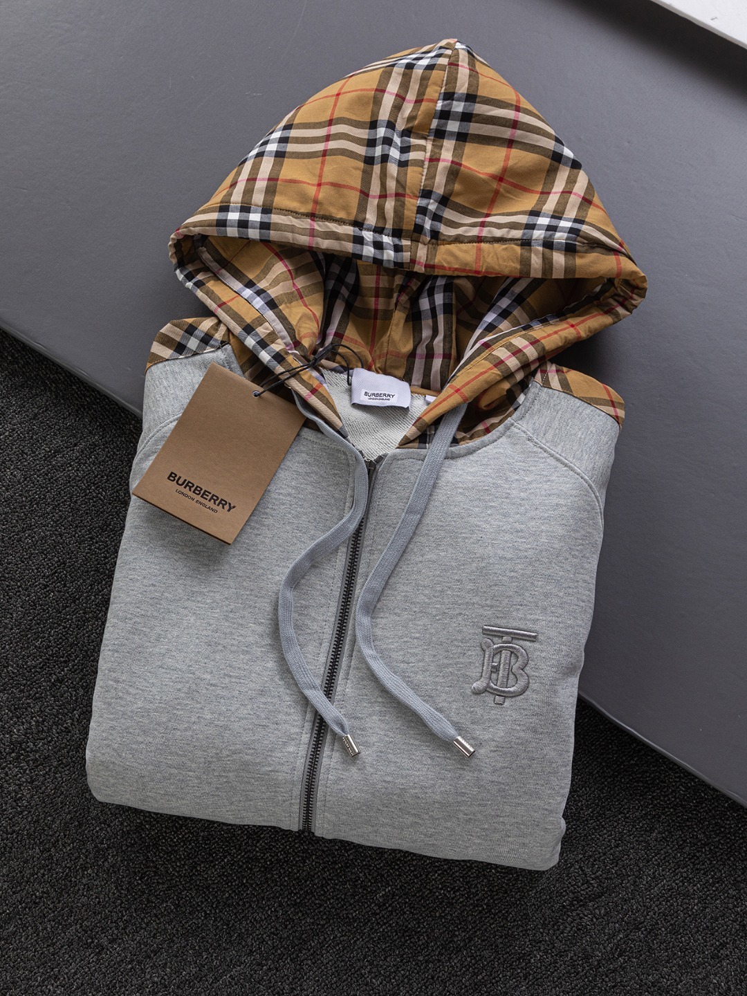 Burberry Check Cotton Hooded Sweatshirt
