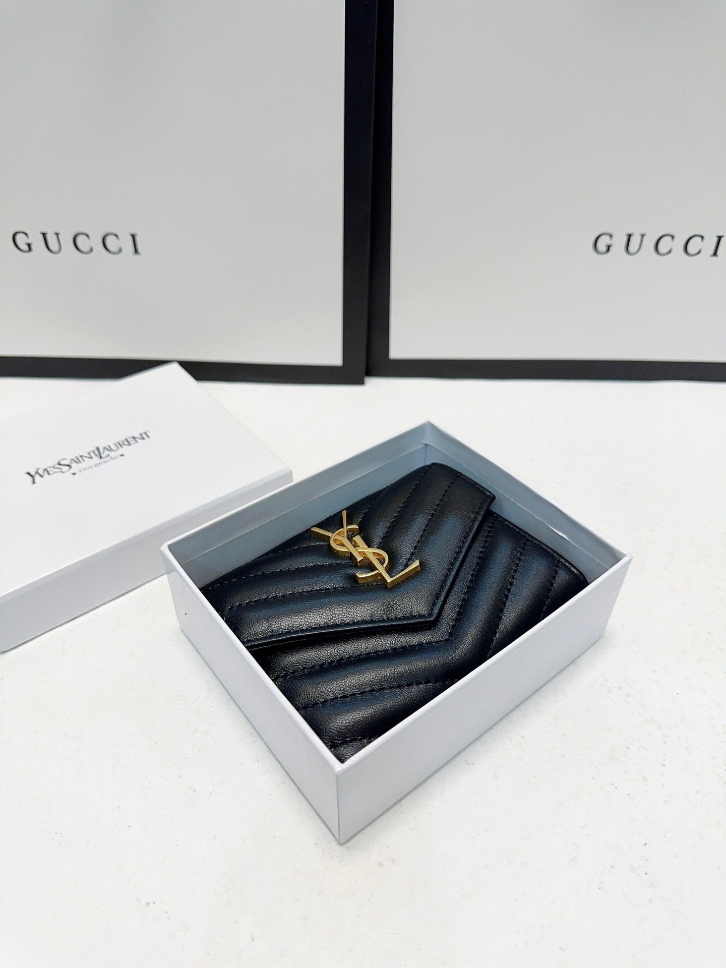 YSL's best-selling calfskin mini wallet