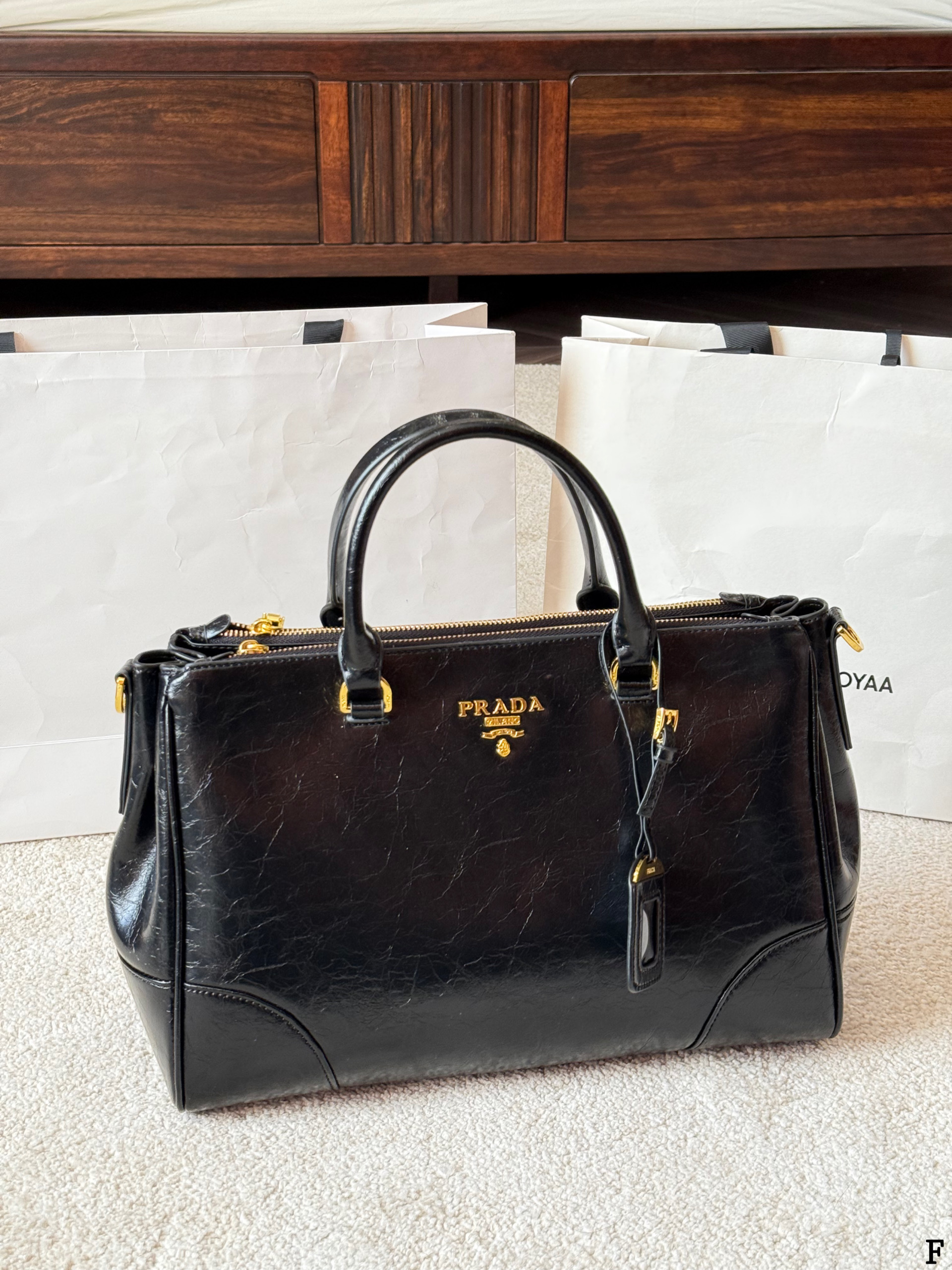 Prada Waxed Leather Motorcycle Bag