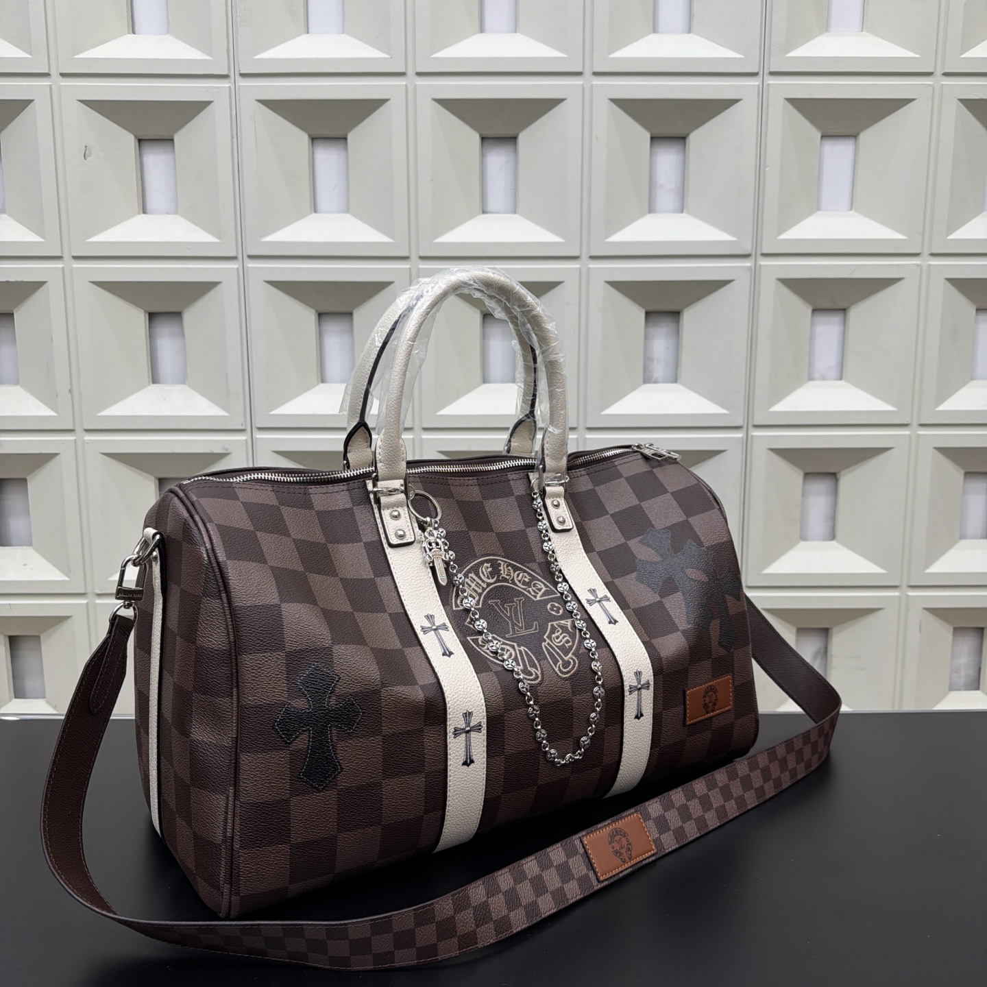 Louis Vuitton Chrome Hearts x Keepall 45 Travel Bag