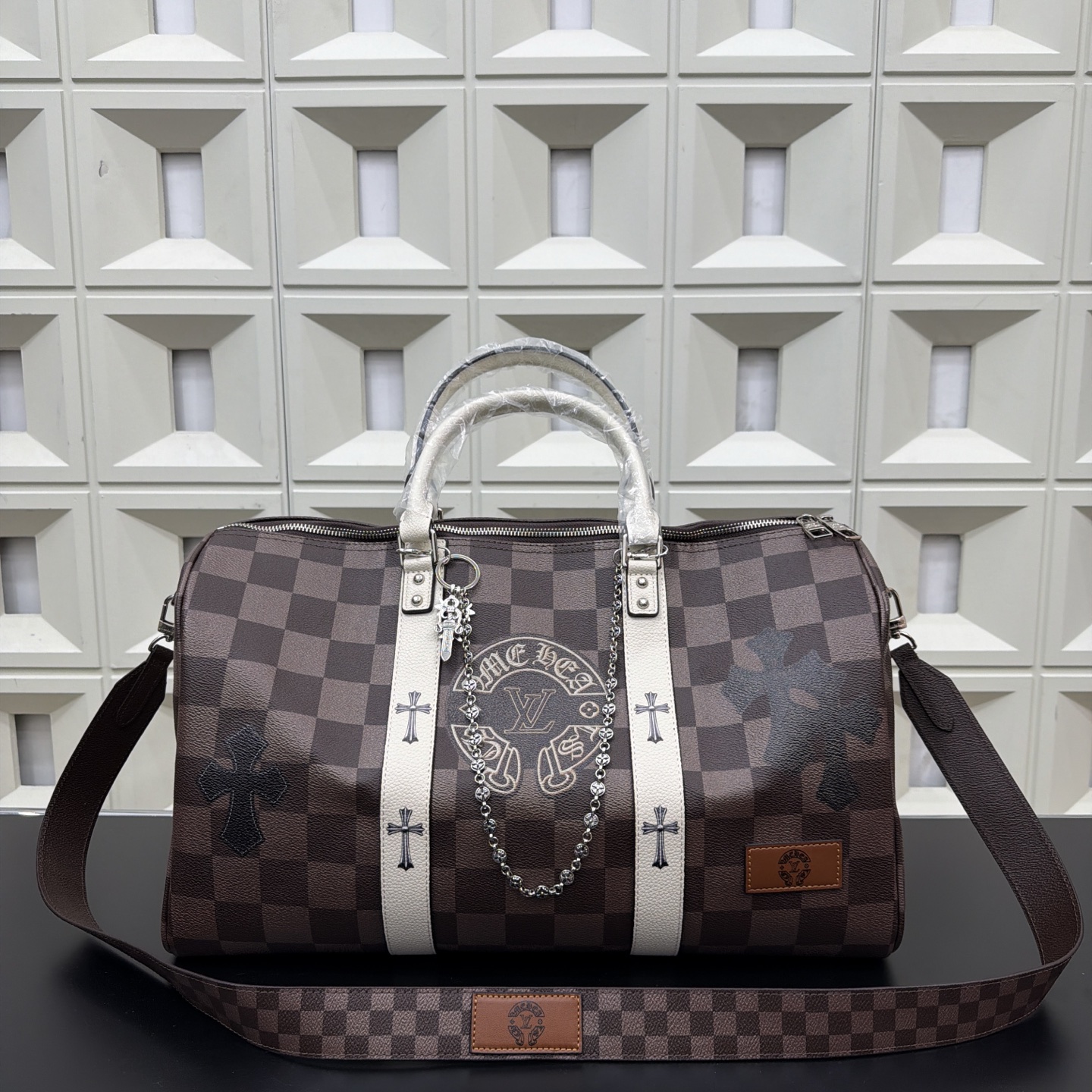 Louis Vuitton Chrome Hearts x Keepall 45 Travel Bag