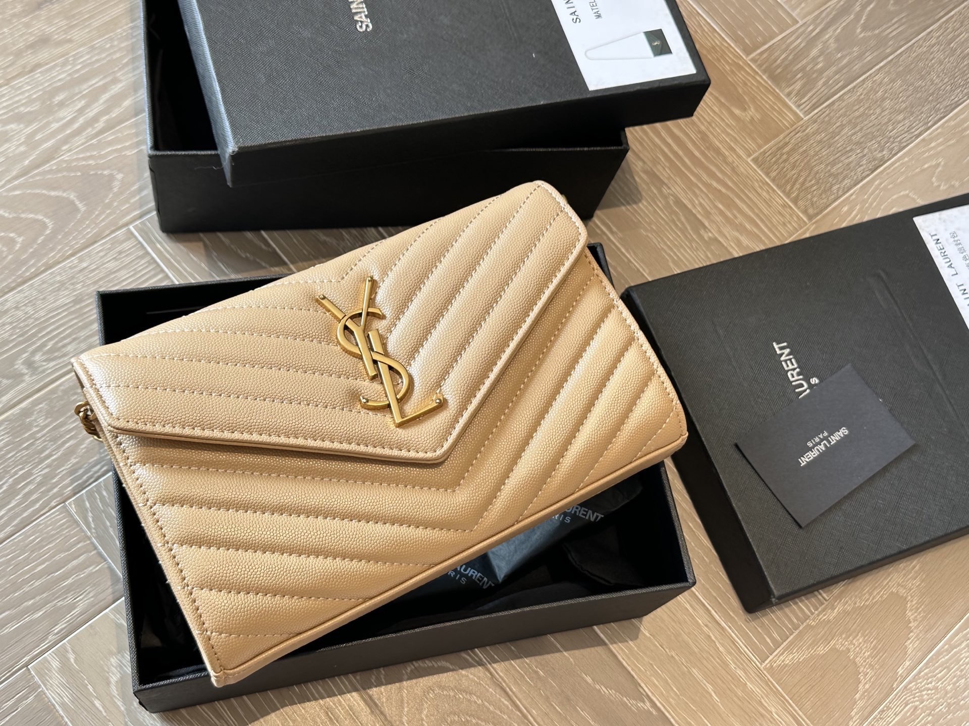 YSL WOC Caviar Leather Chain Envelope Bag