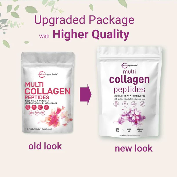 Multi Collagen Peptides - Hydrolyzed Protein Peptides with Hyaluronic Acid, Biotin & Vitamin C - Unflavored