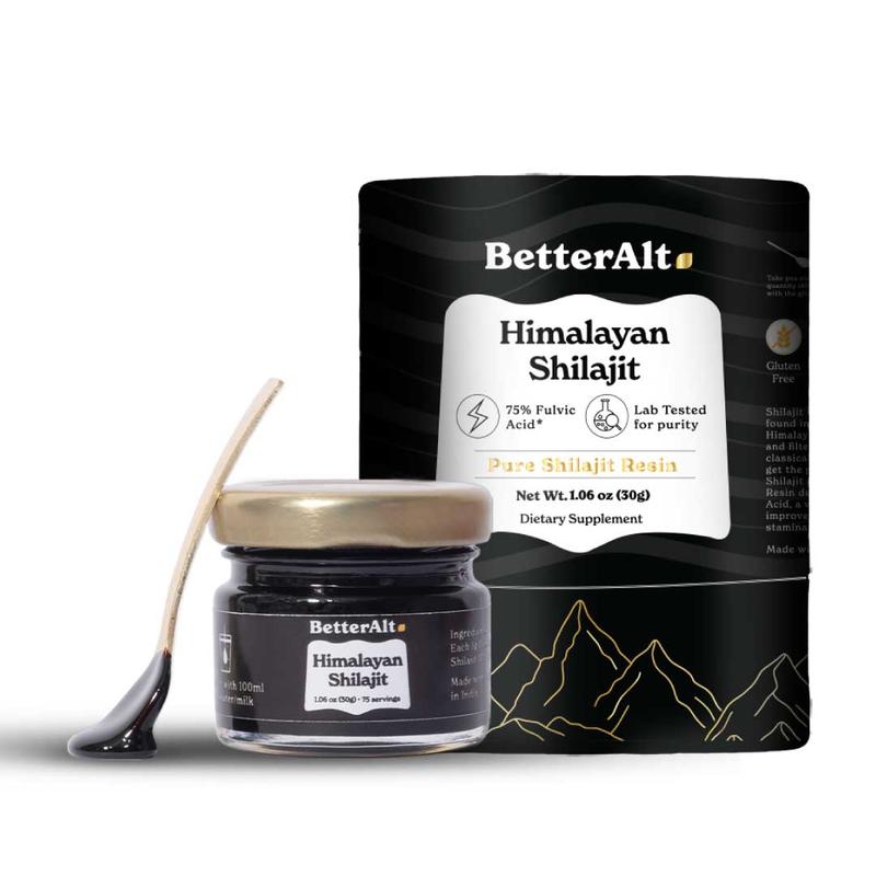 BetterAlt Himalayan Shilajit Resin | Lab-tested forPurity I Ayurvedic Energy Supplement I 30g, 75Servings