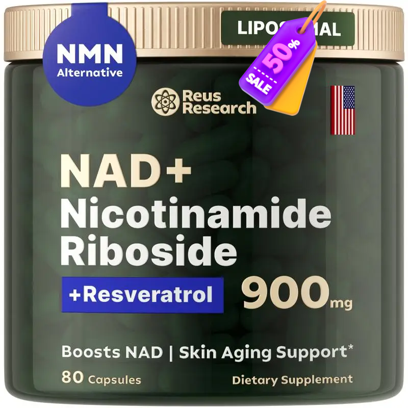Reus Research NR900 - NAD+ Supplement for Skin Aging Support, Energy, and Focus - 80 Count - Vitamin & Wellness Supplements Dietary