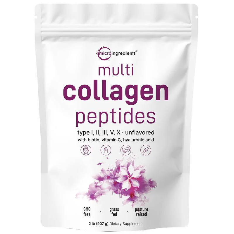 Multi Collagen Peptides - Hydrolyzed Protein Peptides with Hyaluronic Acid, Biotin & Vitamin C - Unflavored