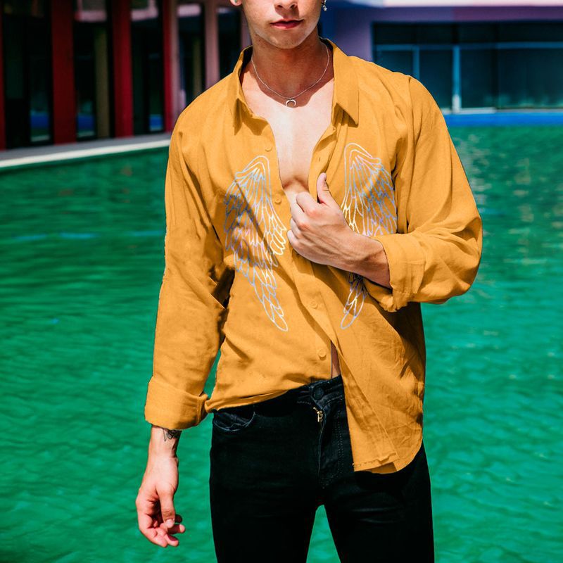 2022 Men's Chest Wing Print Shirt
