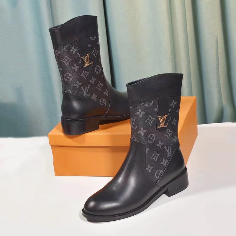 Cargadores del tobillo de las mujeres de lujo del cuero Botas Femmes de lujo Chaussures de femme