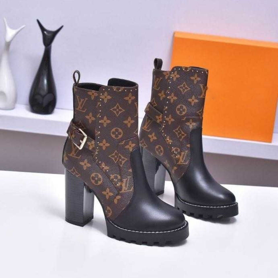British style high-heeled women's short boots light luxury thick heel temperament all-match