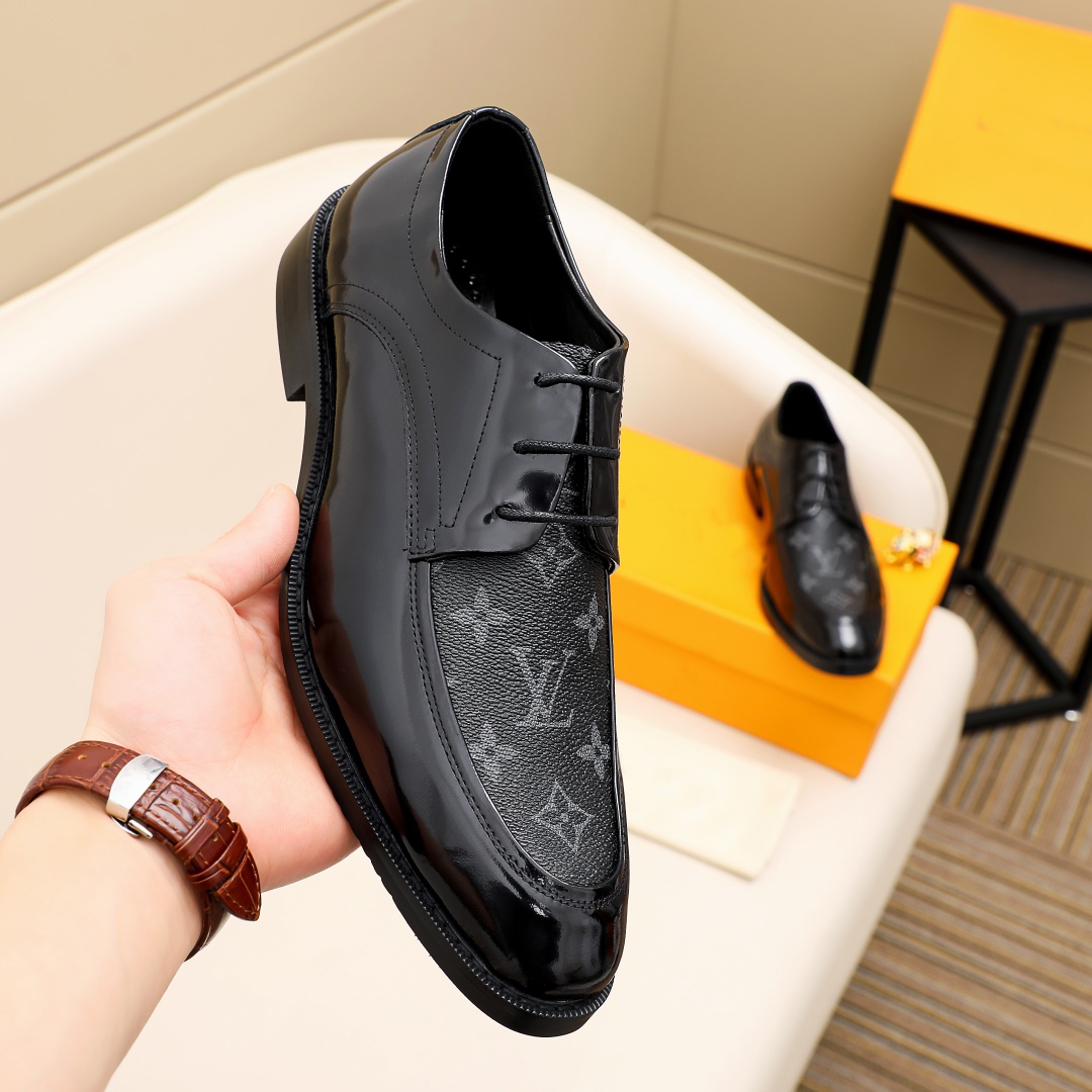 Men's Bright Black Printed Derby Oxfords