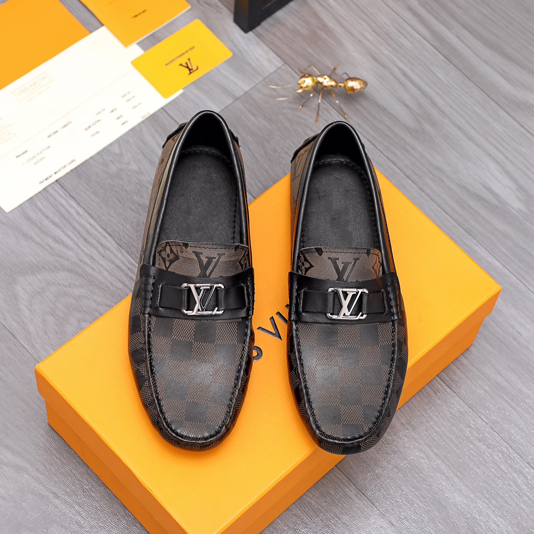 Dark brown leather formal slip on shoes
