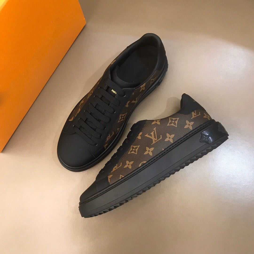 Fashion classic stitching pattern black men's casual sneakers